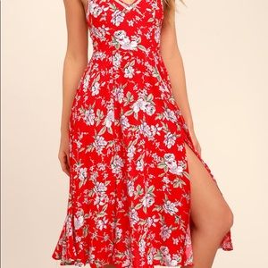 Lulus Esperanza red floral print dress